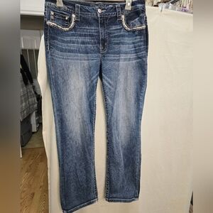 Miss Me Easy Straight Jeans. Tagged 34 x 31.5~ Actual 38 x 31.5 Faux Flap Pocket